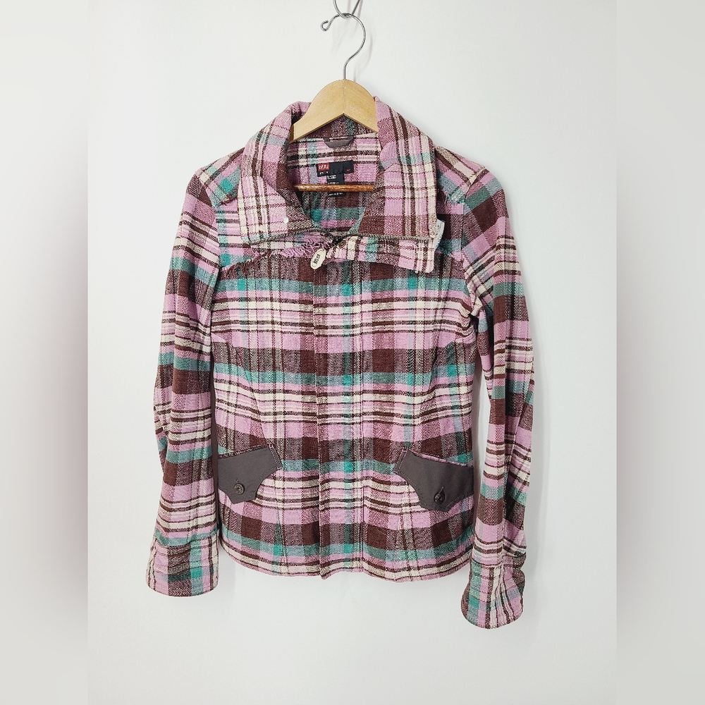 Diesel Pink Plaid Jacket, Size Medium
